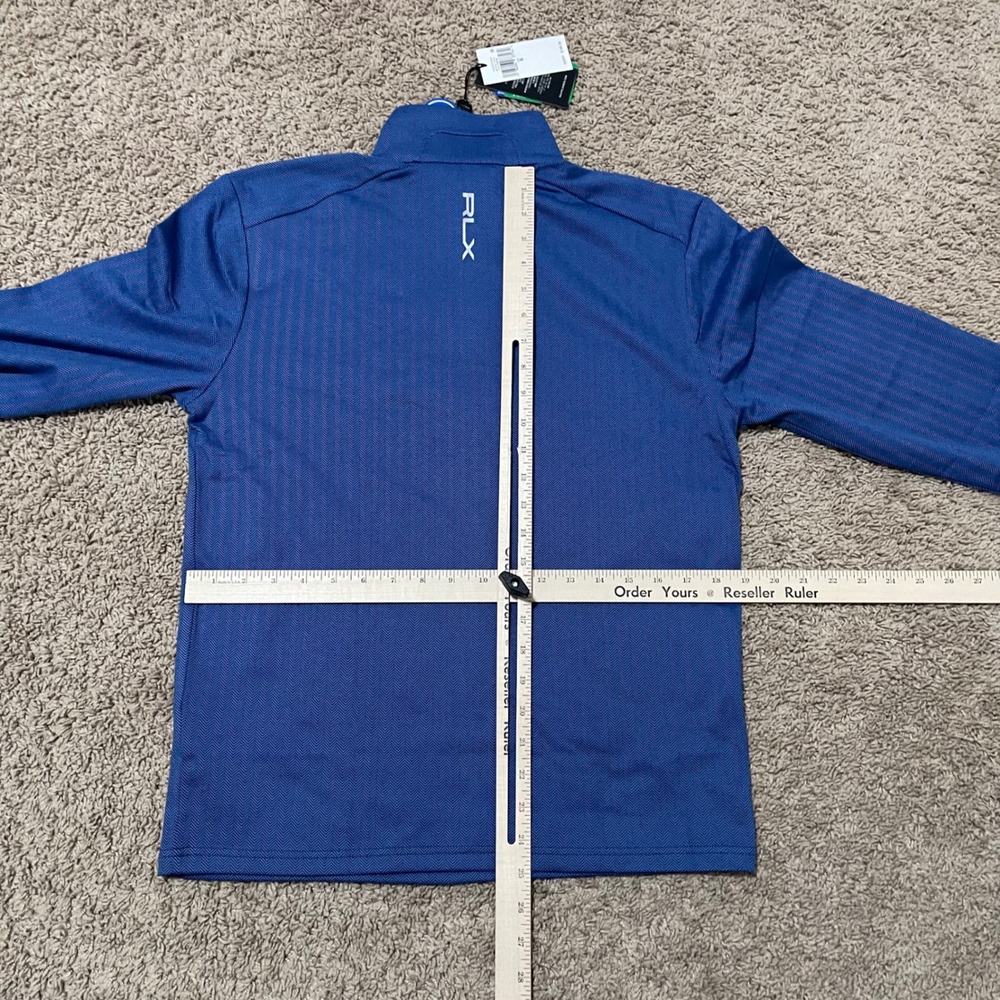 RLX Ralph Lauren Pullover Mens Small Blue Herringbone Luxury Performance 1/4 Zip - Picture 10 of 11